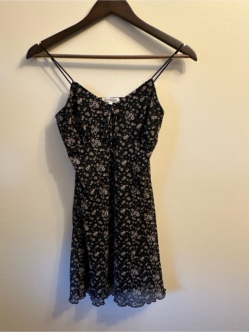 #355 Ultra Flirt Black Floral Slip Mini Dress